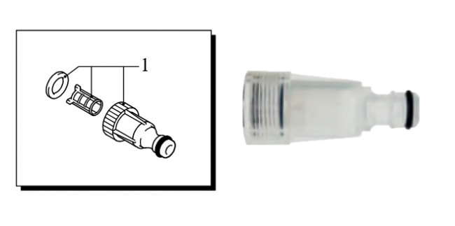 Accessoires pompes Raccord rapide+ filtre visuel entrée eau NHP AR PRO BC